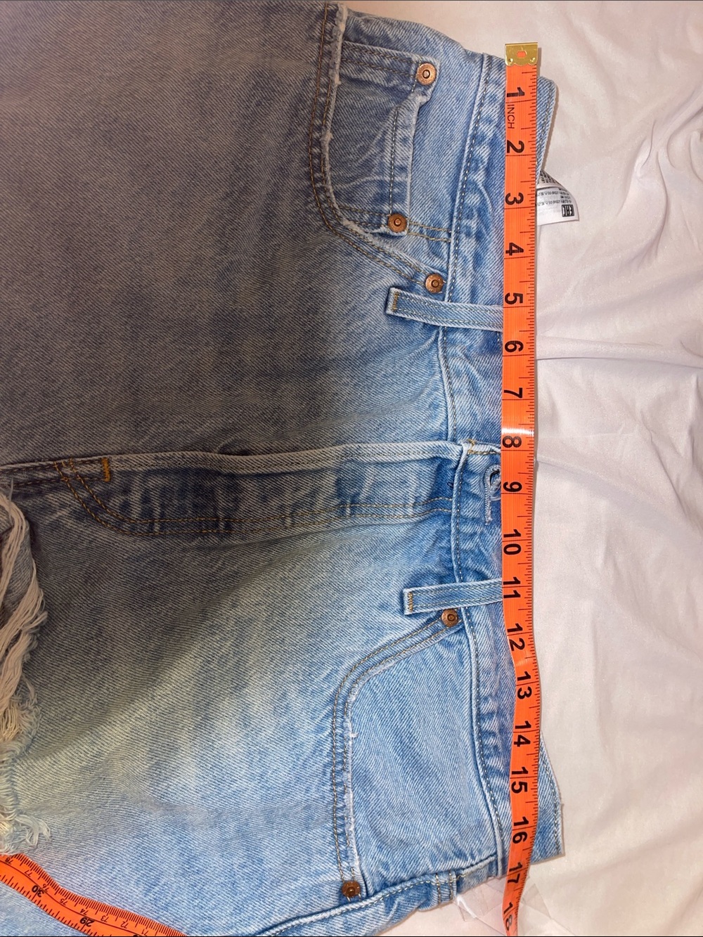 Levi’s 501 Light Blue Distressed Denim Shorts - Women's - Picture 7 of 8